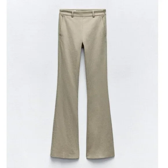 BLOGGER'S FAVE! Zara 2 Piece Flared Pants And Matching Tank Top Set Khaki NWT - Picture 11 of 14